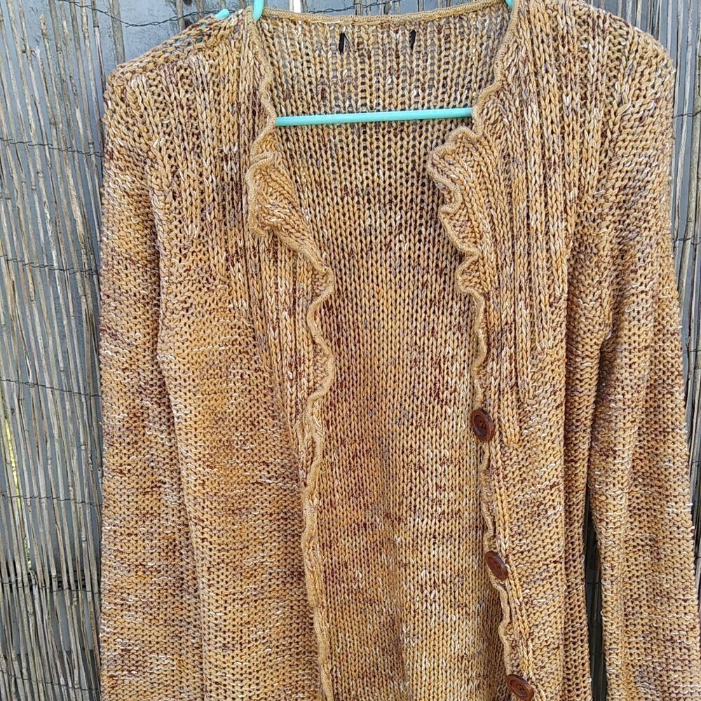 Ruffled Knit Multicolor Sweater - No Size. No Brand. - See Measurements